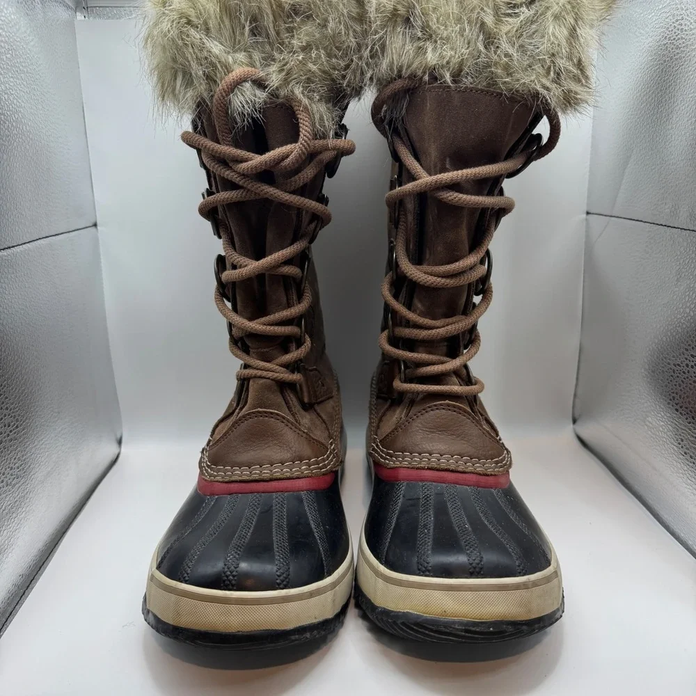 Sorel Joan of Arctic Waterproof Winter Boots Brown Suede Faux Fur NL2434-265 9.5